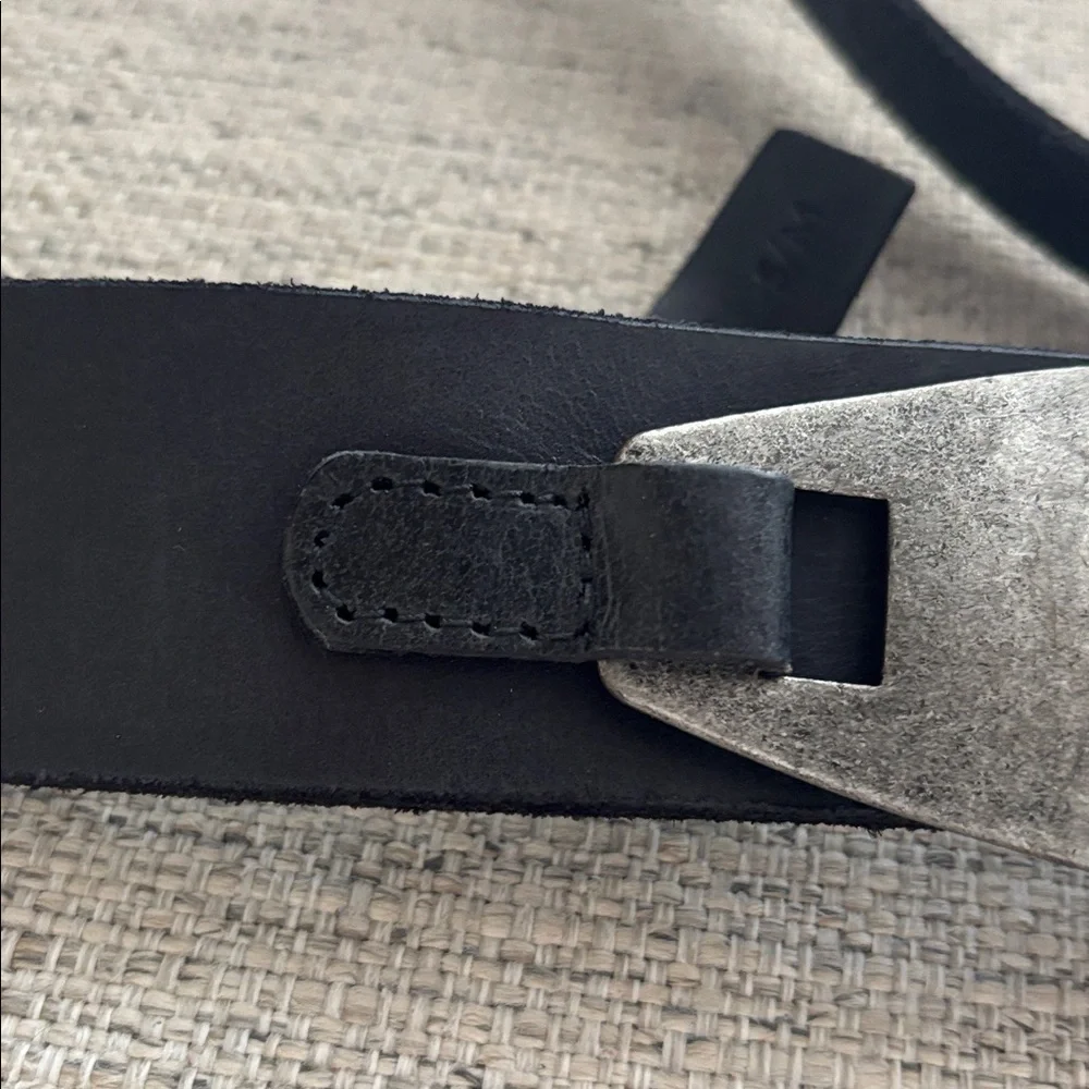 Free People Oyster Bay Hip Belt In Black & Silver Buff leather belt s/m